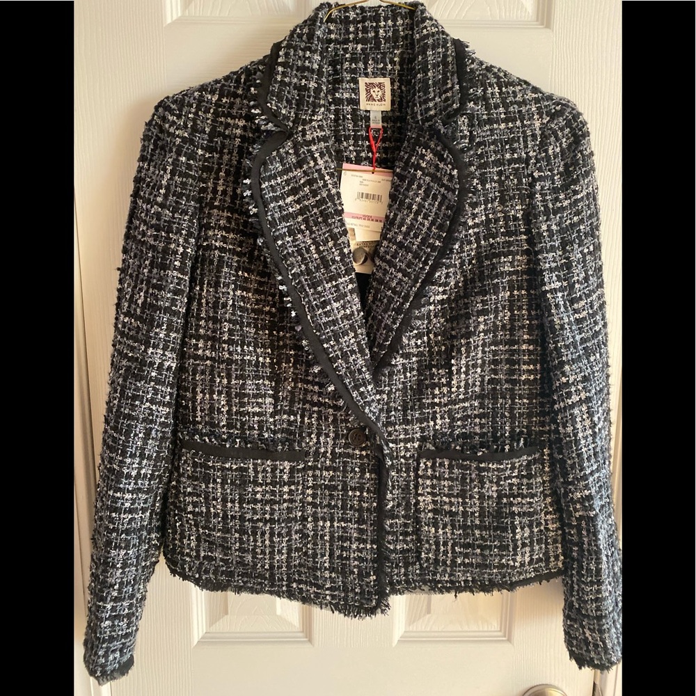 NWT Anne Klein Black and White Tweed Jacket